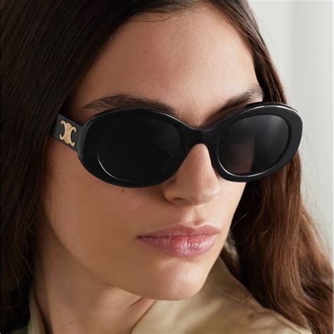 gold oval sunglasses celine|celine triomphe 52mm oval sunglasses.